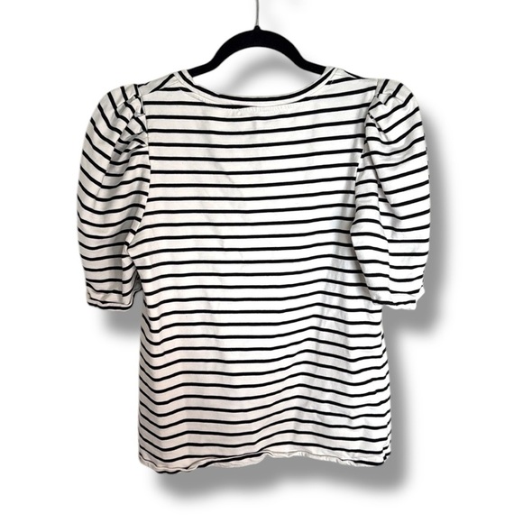 English Factory Black Stripe Pleated Puff Sleeve Top Size Large - Picture 6 of 6